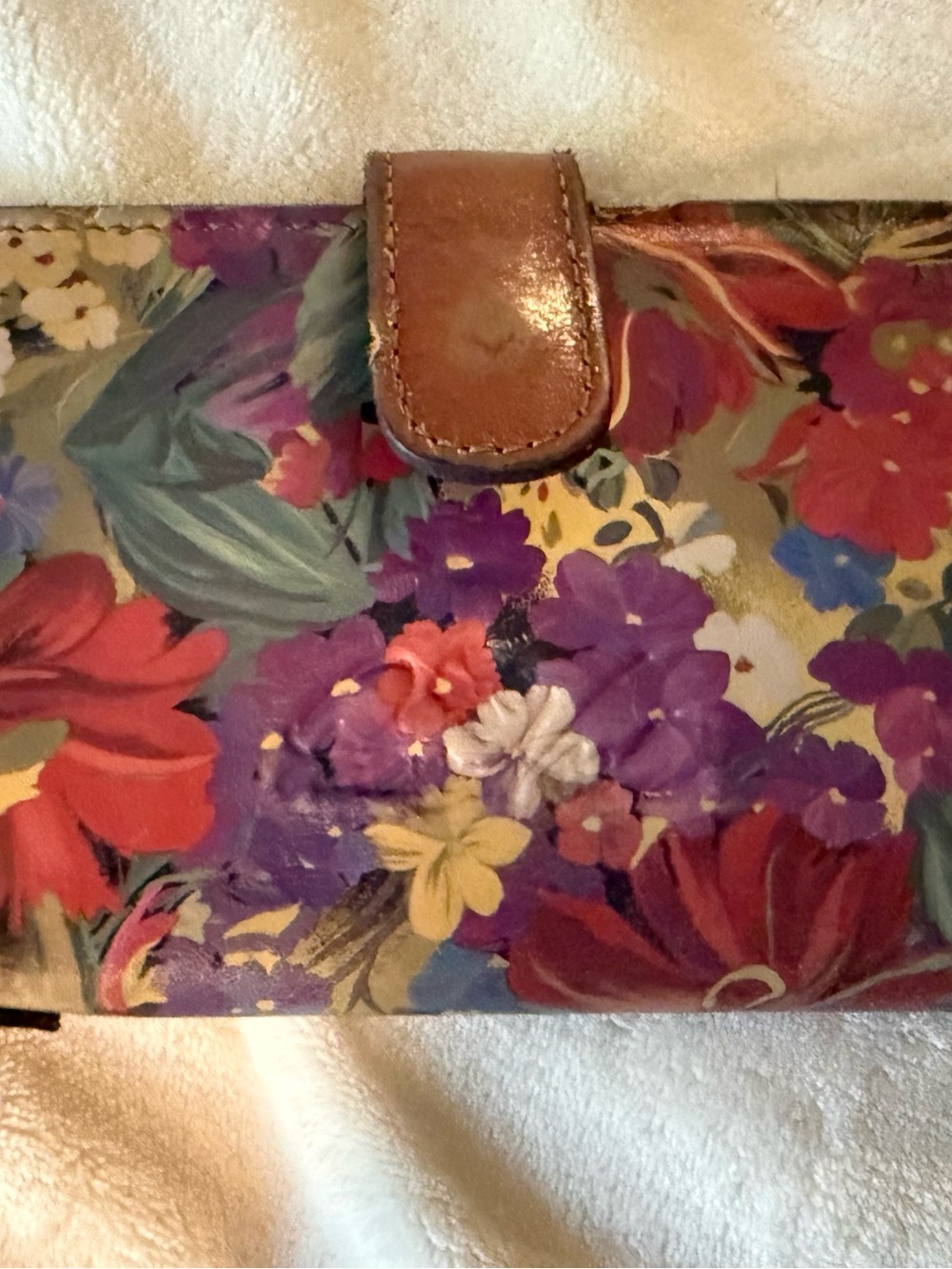 Patricia Nash Floral Leather Wallet in Purple, Red, Brown